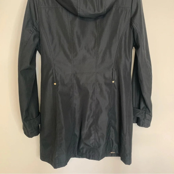 Michael  Kors Black Trench Coat Hooded M - Picture 4 of 12